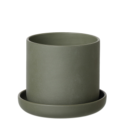 ANNA potte m/skl, sand finish, Burnt Olive