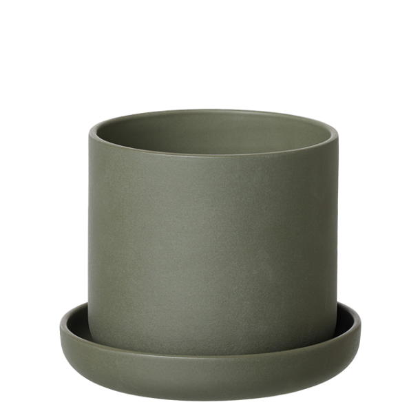 ANNA potte m/skl, sand finish, Burnt Olive