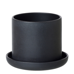 ANNA potte m/skl, sand finish, Black