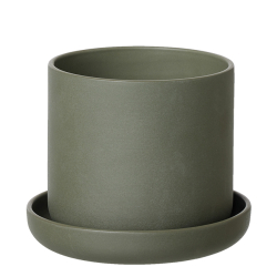 ANNA potte m/skl, sand finish, Burnt Olive