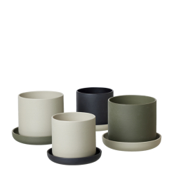 ANNA potte m/skl, sand finish, Burnt Olive