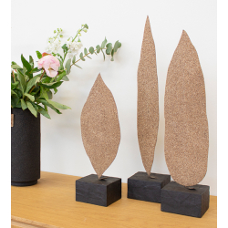 S/3 Wood'z leaf pedistals, light wood