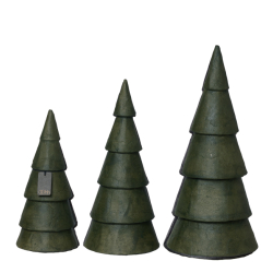 S/3 store pulp juletrer, Burnt olive