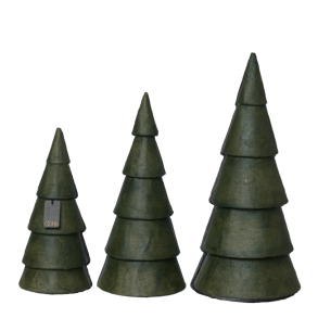 S/3 store pulp juletrer, Burnt olive