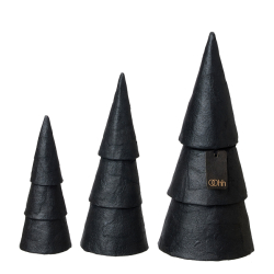 S/3 sm pulp juletrer, Black