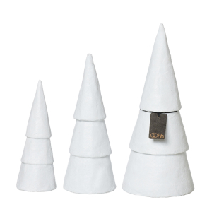 S/3 sm pulp juletrer, White