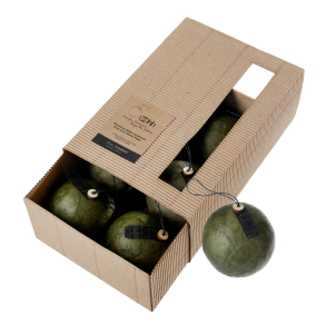 Gift box w/6 pulp balls, burnt olive
