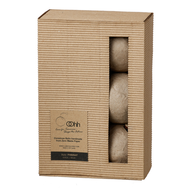 Gift box w/6 pulp balls, natural