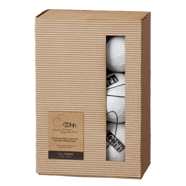 Gift box w/6 pulp balls, white