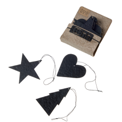 Envelope w/12 pulp Christmas ornaments, Black