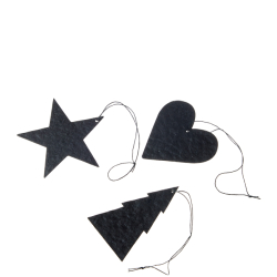 Envelope w/12 pulp Christmas ornaments, Black