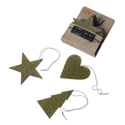 Envelope w/12 pulp Christmas ornaments, Burnt Olive