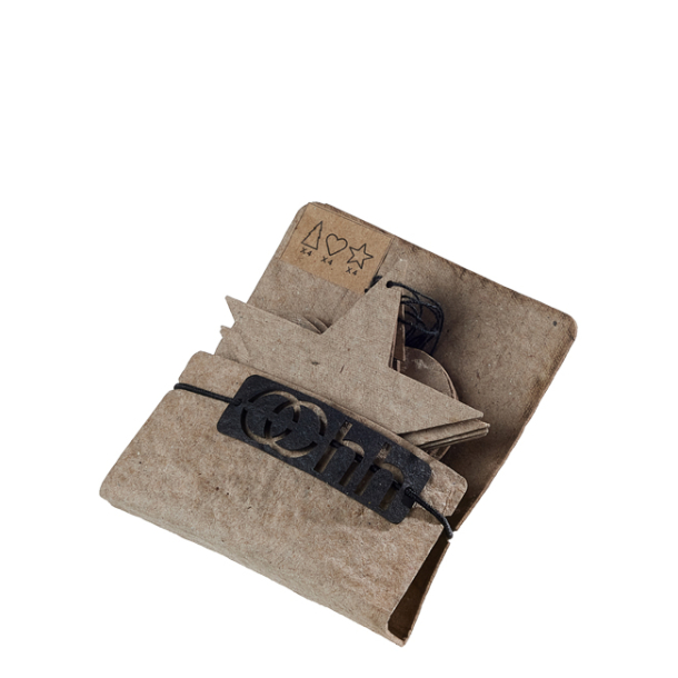 Envelope w/12 pulp Christmas ornaments, Natural