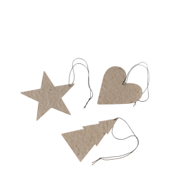 Envelope w/12 pulp Christmas ornaments, Natural