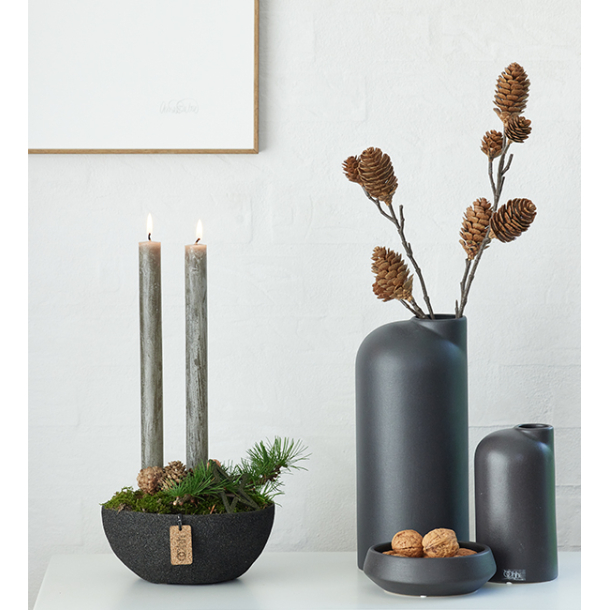 Anna keramik vase hj med sand finish, Black