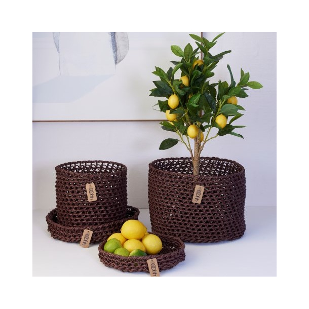 Woven Paper Trays Set of 3, Fudge