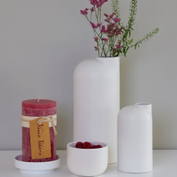 Andrea keramik skl med sand finish, White