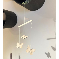 Mobile deco w/3 paper butterflies