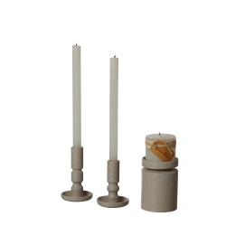 Ania Duo, Vase &amp; Lysestage, Light Brown Mist