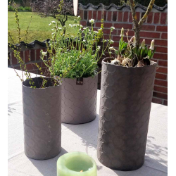 Cylinder Vase With Rounds, Light Brown