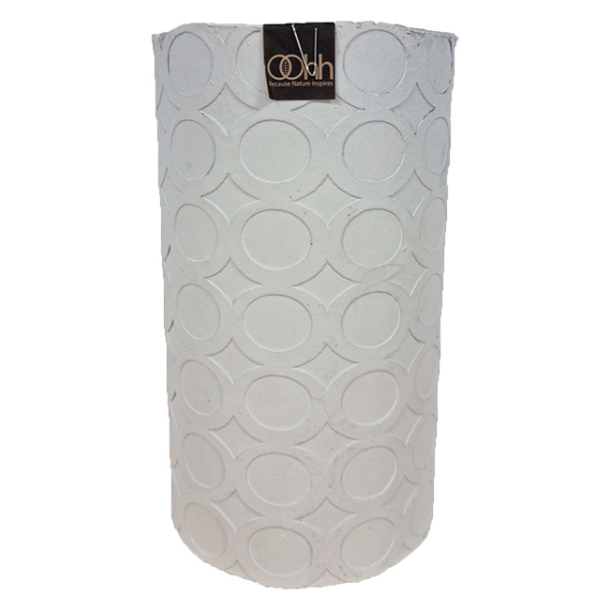 Cylinder Vase With Rounds, White
