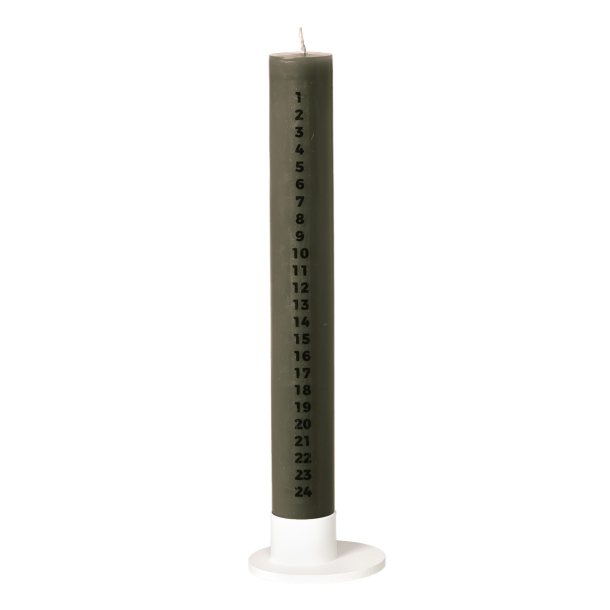 S�t med Burnt Olive kalenderlys og hvid stage