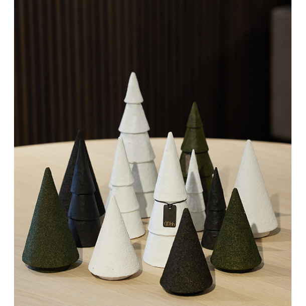 S/3 store pulp juletrer, hvide