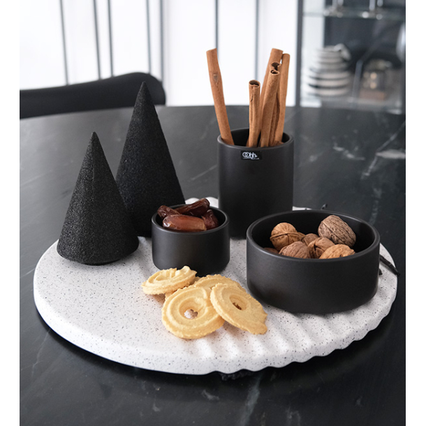 XL Rund Wave Bakke, Hvid Mist