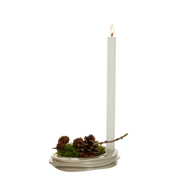  Lily candle holder/deco tray with glossy finish, Sand