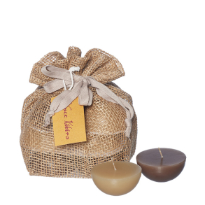 Bag of 12 floating pebble candles,  6 Champage +  6 Taupe