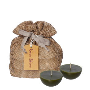 Bag of 12 floating pebble candles, Hunting Green