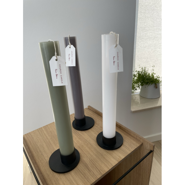 Kirkelys m/sort stage, hvid