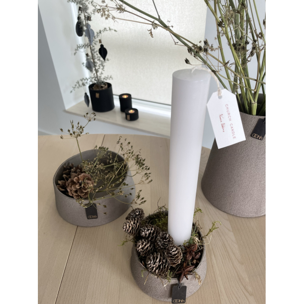 Kirkelys m/sort stage, hvid