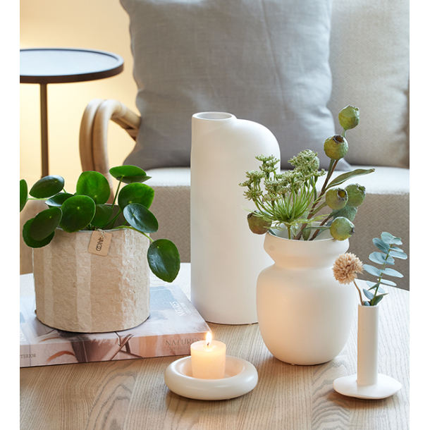 Anna keramik vase hj med sand finish, White