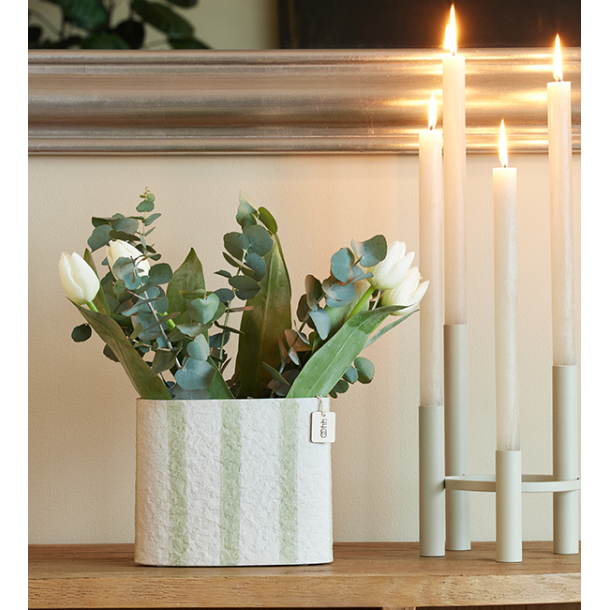 Hampton boat vase. Sage/Off White