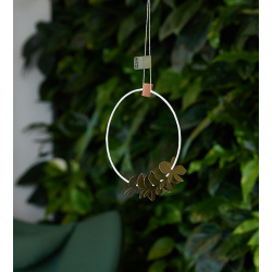 Ring w/flower deco. White/Burnt Olive