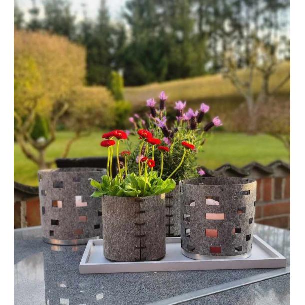 Outdoor Felt Lantern - Set of 2, Grey