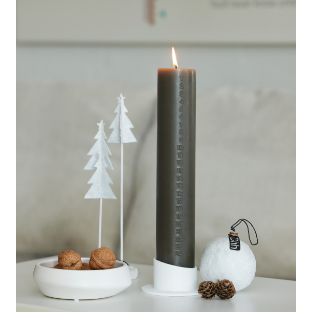 XL kalenderlys m/hvid stage, Burnt Olive