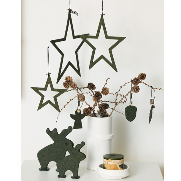 S/3 WOODz Christmas stars XL, Burnt Olive