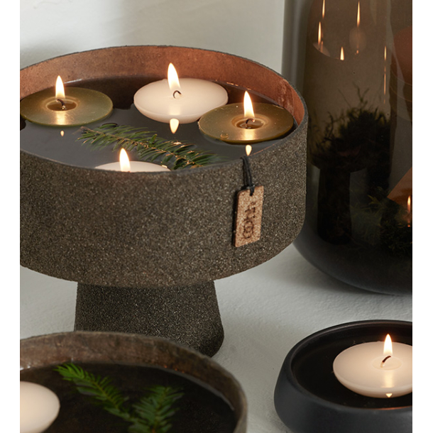 Bag of 12 floating pebble candles, Hunting Green