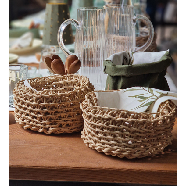 Woven Paper Baskets Set of 3, Black