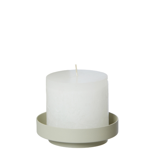 Vienna Pillar candle holder &amp; Tray. Light Brown