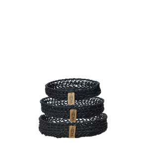 Woven Paper Trays Set of 3, Black