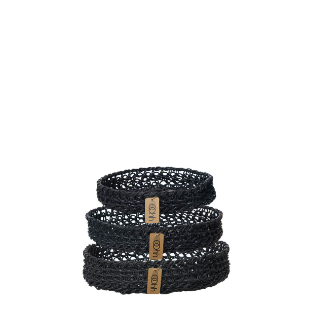 Woven Paper Trays Set of 3, Black