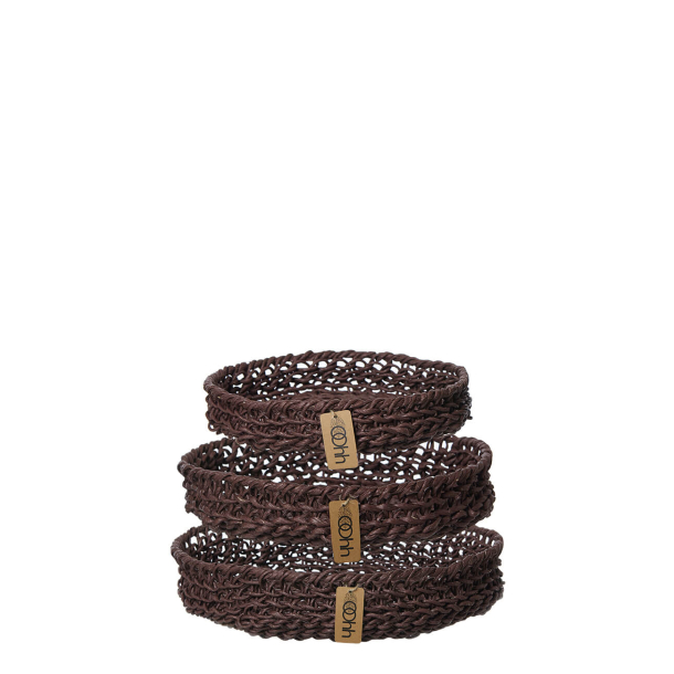 Woven Paper Trays Set of 3, Fudge