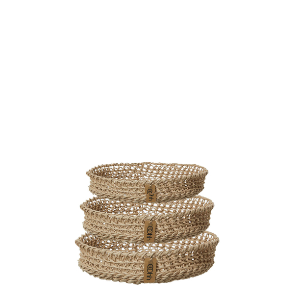 Woven Paper Trays Set of 3, Natural