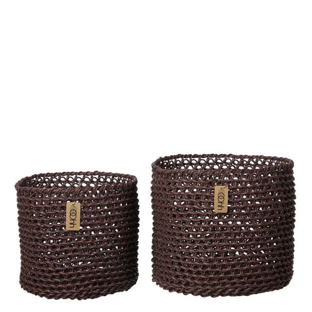 Woven Paper Baskets Set of 2, Fudge