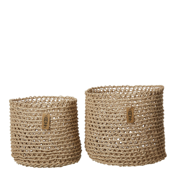 Woven Paper Baskets Set of 2, Natural