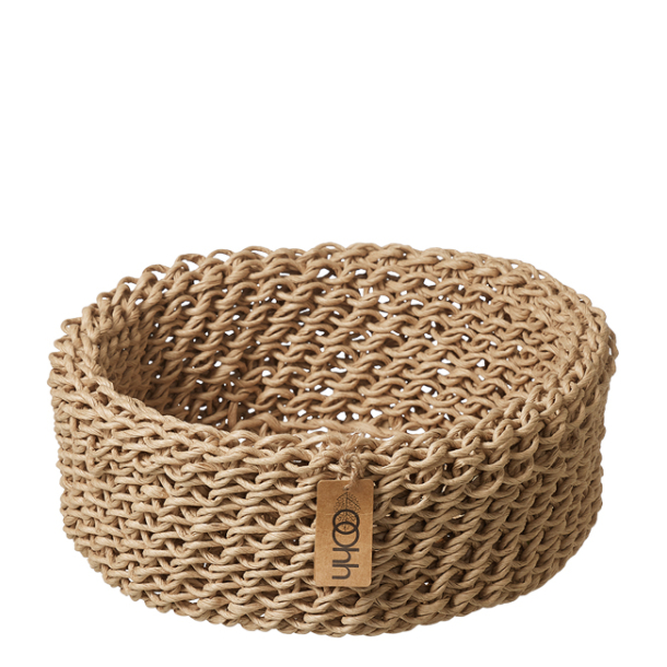 Woven Paper Baskets Set of 2, Black/Natural