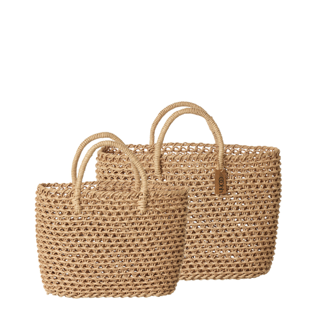 Hand woven Bags Set of 2, Natural